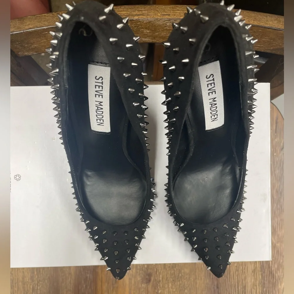 Steve Madden Black Studded Pointed Toe Stiletto Heels